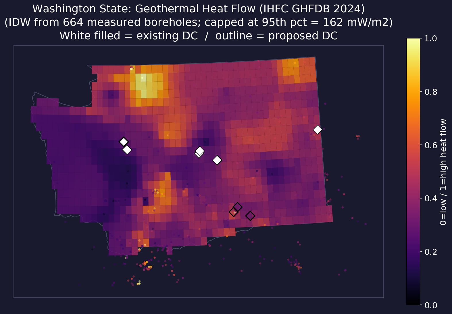 Geothermal heat flow map for Washington State